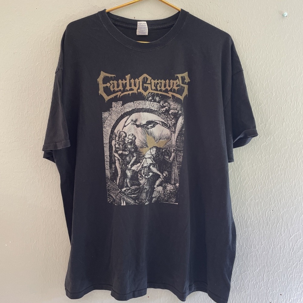 Vintage Early Graves Band T-Shirt Black Y2k Dragon Emo Alt Grunge Punk Metal 2XL